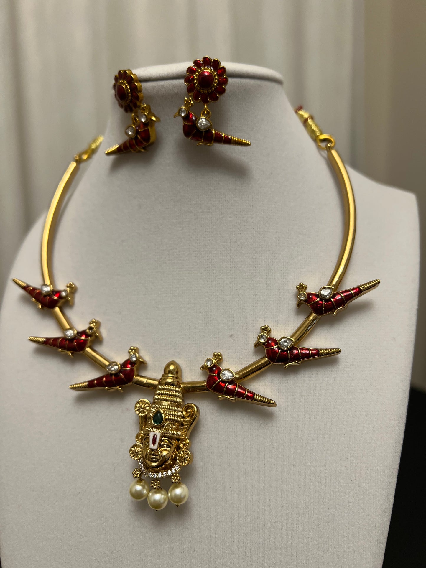 Balaji hasli | Balaji motif with red parrot design | choker necklace set