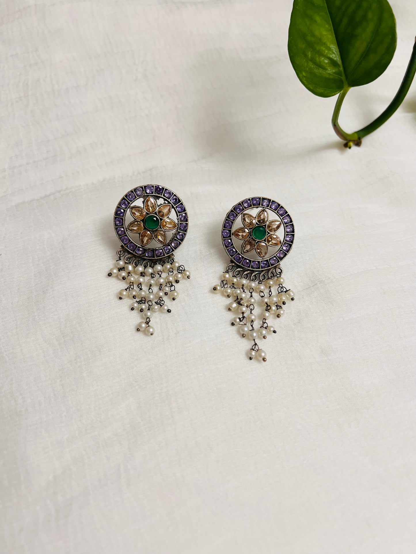 Purple stone earring | Beautiful stone earring | Indian jewelry