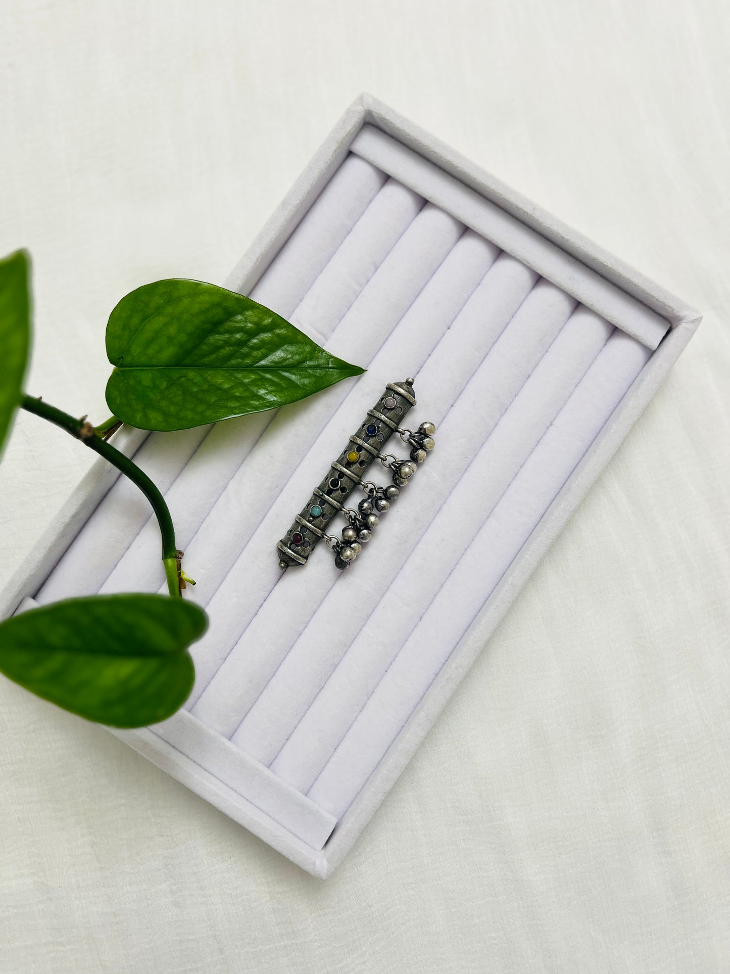 Silver oxidized ghungroo ring | Multicolor stones Boho style ring | Free size adjustable | Indian jewelry