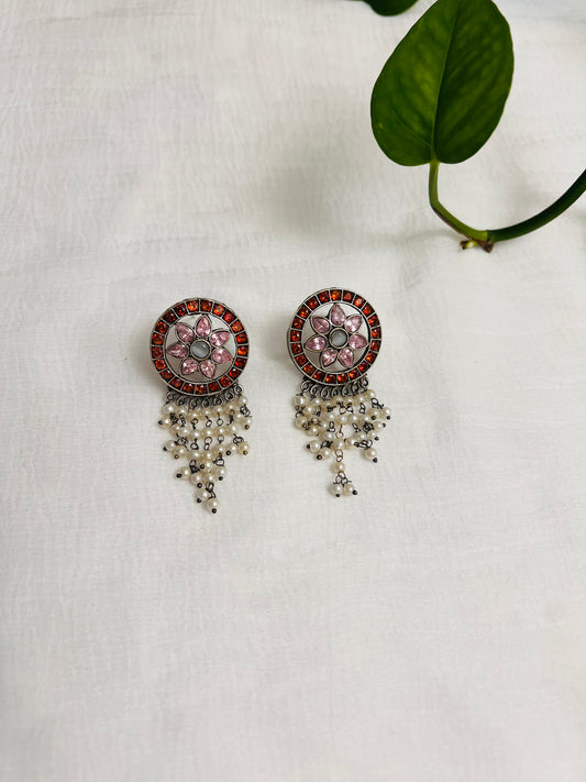 Red and pink stone earring | Beautiful stone earring | Indian jewelry