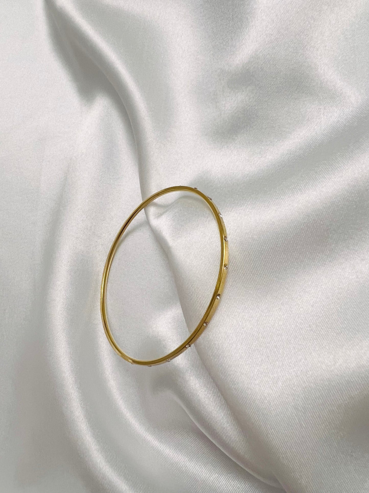 Stone bangle anti tarnish golden stainless steel waterproof jewelry